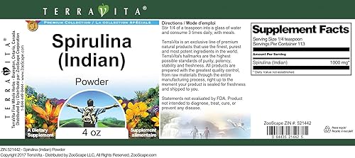 Miniatura 3 de Terravita Spirulina (India) Polvo (4 oz, ZIN 521442)