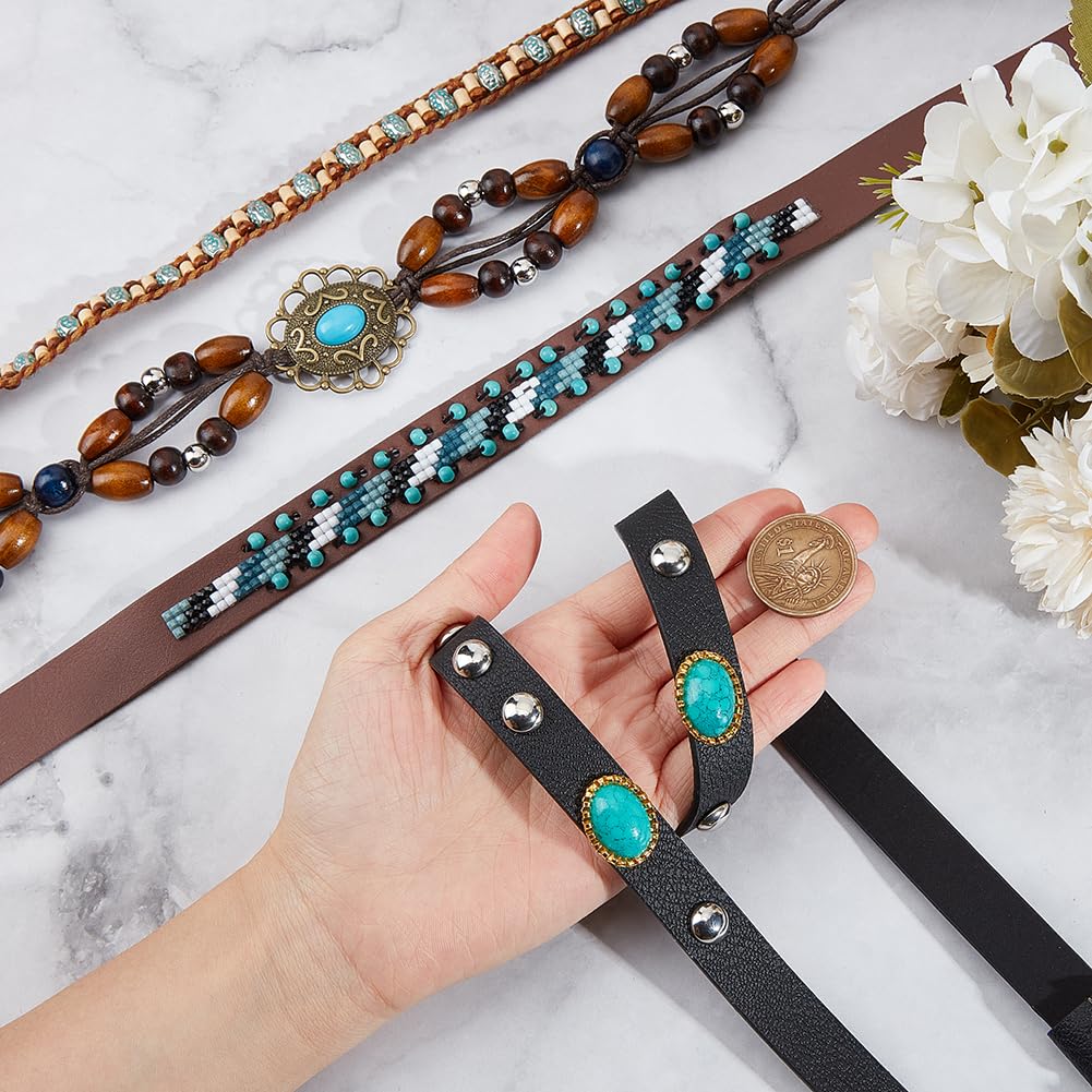 NICENEEDED Lot De 4 Bandeaux De Chapeau De Cowboy - Ceintures De Chapeau De Cowboy - Cordon Ciré - Turquoise, Multicolore