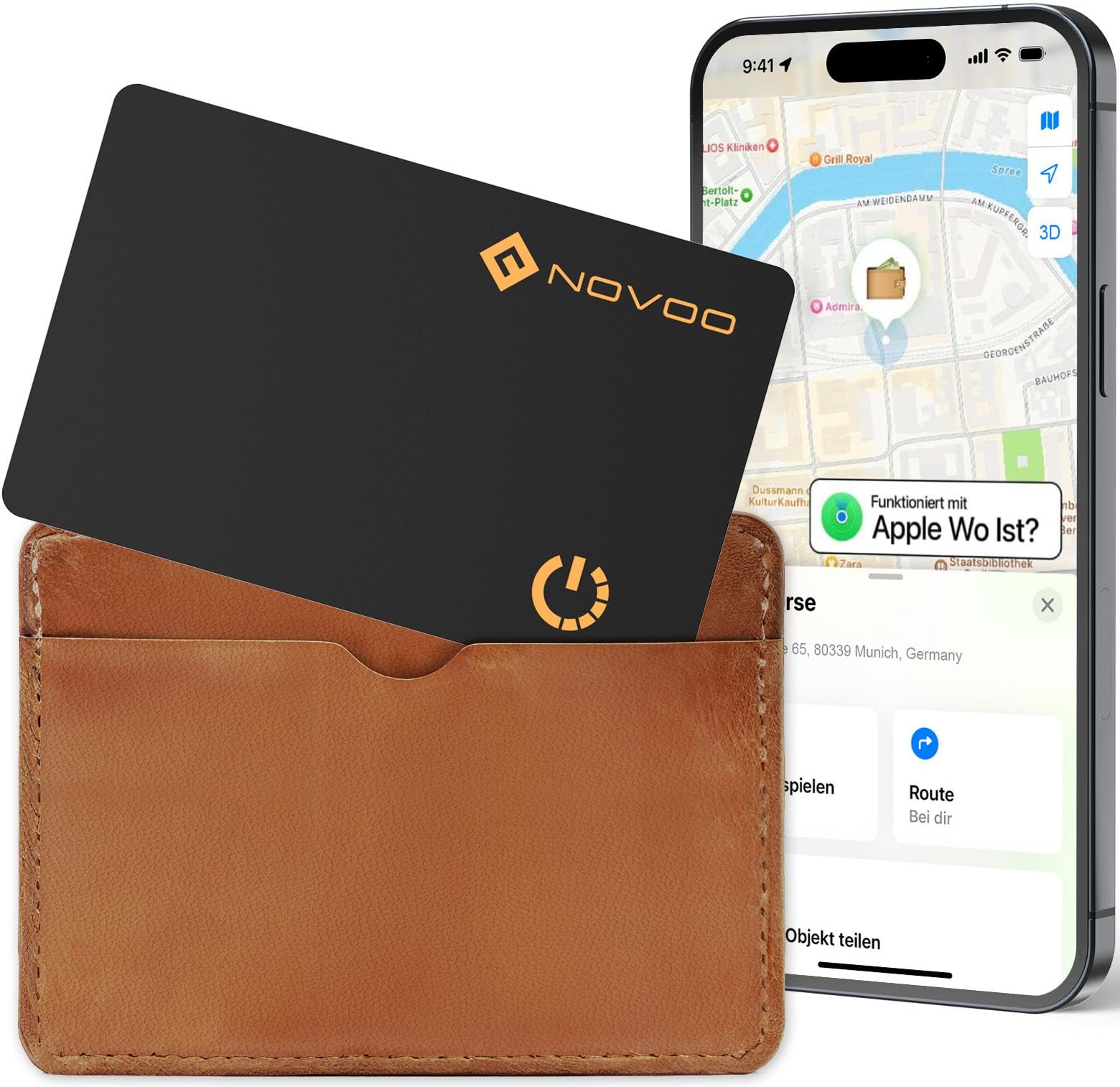 NOVOO Card Tracker IP68 impermeabile Bluetooth per Apple Find My, localizzatore oggetti per bagagli portafogli
