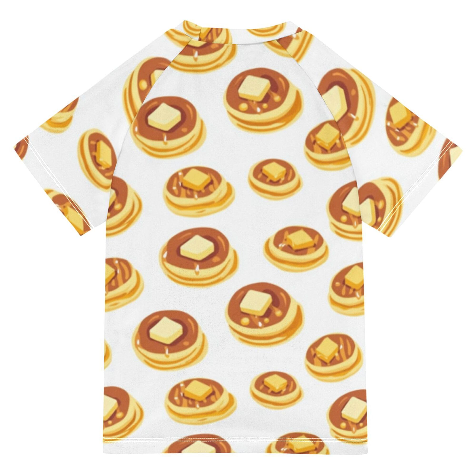 Pancakes Butter Maple Syrup White Kids Bathing Suits Girls Short Sleeves Childrens Bathing Suits Swimwears Sports Clothes for Youth Boy 9-10Y