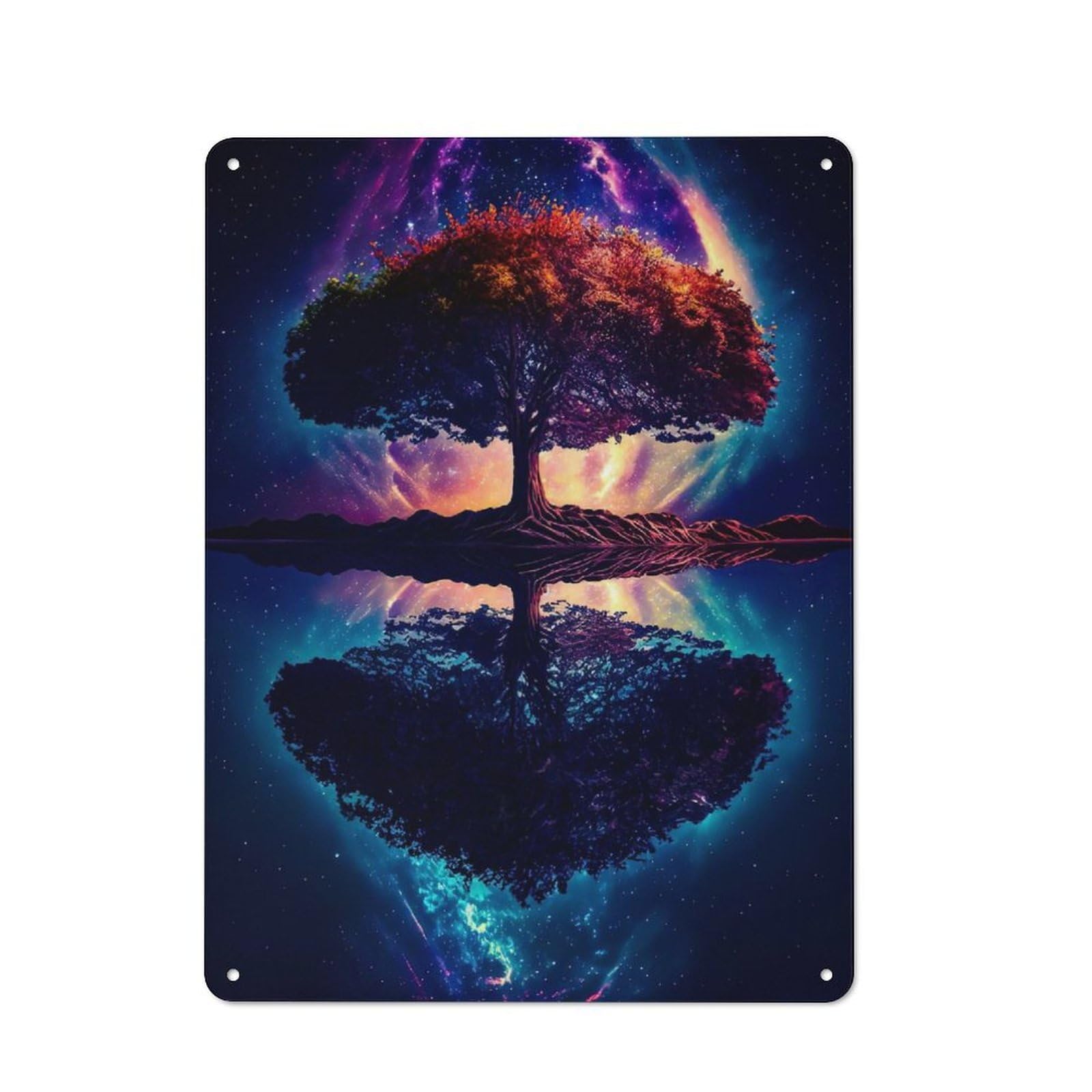 Junmoney Style-2 Cosmic Tree Of Life(2) Retro Tin Sign 40X30cm For Café Or Restaurant, Housewarming Wall Decor For People Furnishing Café And Restaurant