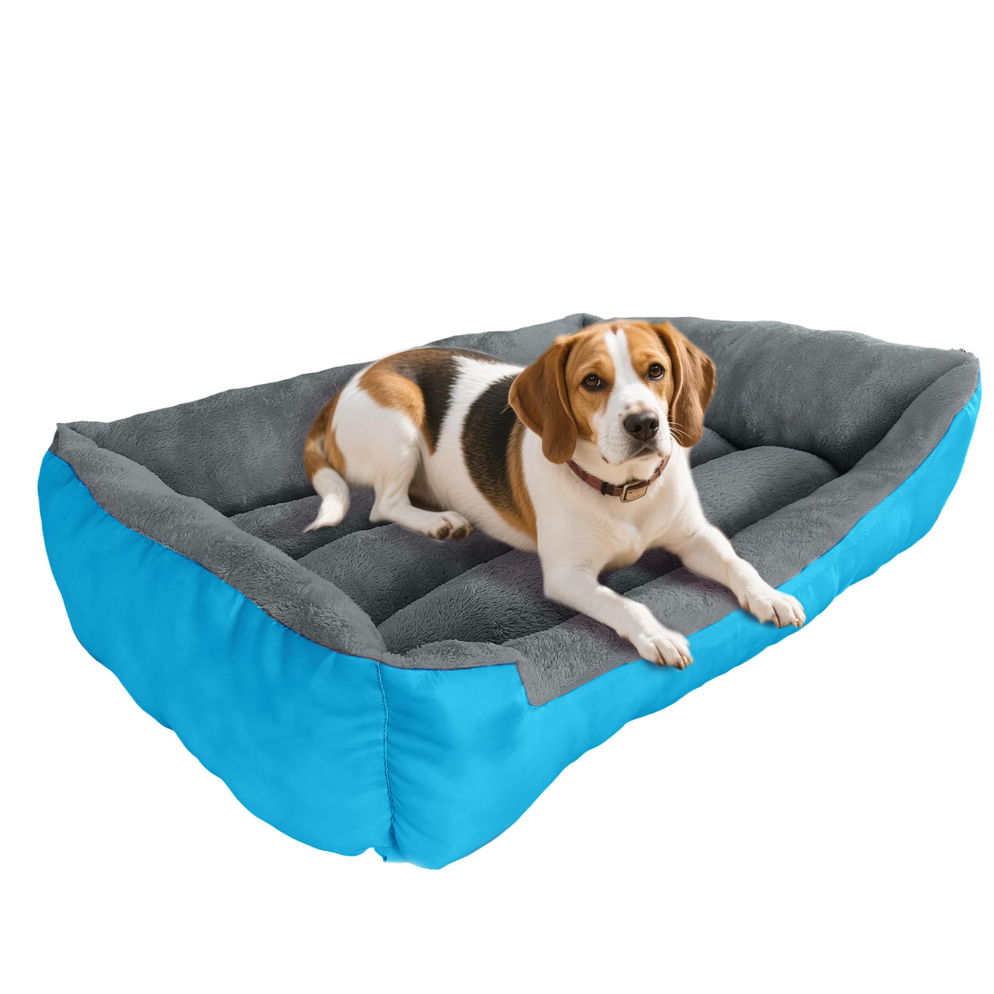 Grennswick Calming Dog Bed, Cat Bed Soft Anti-Anxiety Pet Bed with Non-Slip Bottom, Machine Washable for Labrador, German Shepherd, Golden Retriever, Teddy, and More (Blue, M) — image 1