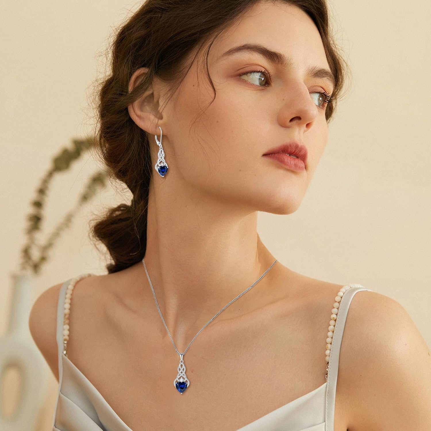 FJ Infinity Celtic Knot Earrings 925 Sterling Silver Dangle Drop Birthstone Earrings Irish Good Luck Jewelry for Women - Image 3