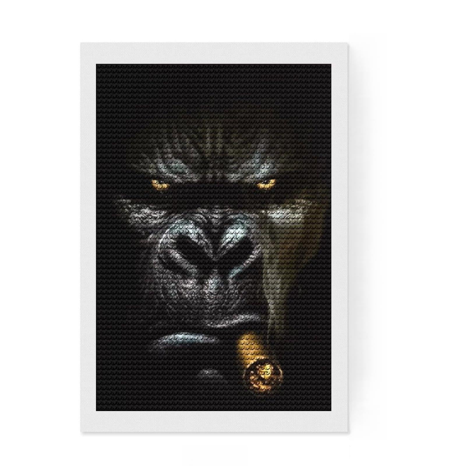 Junmoney Smoking Gorilla DIY Diamond Art Canvas Kit 8"x12", Round Gems, Creative Hobby, Fun Craft Activity, Vintage Style Decor