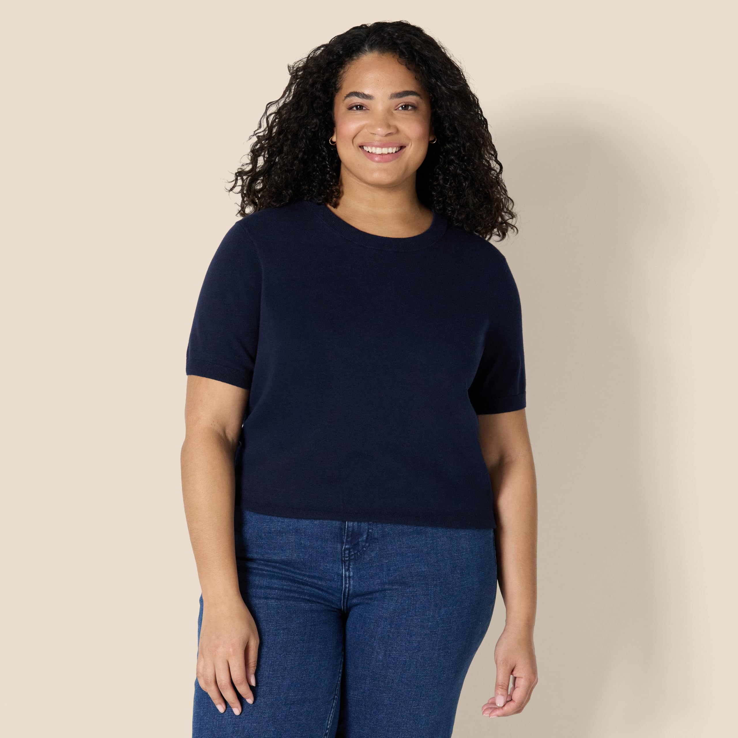 Amazon Essentials Jersey de Manga Corta y Corte Recto Mujer