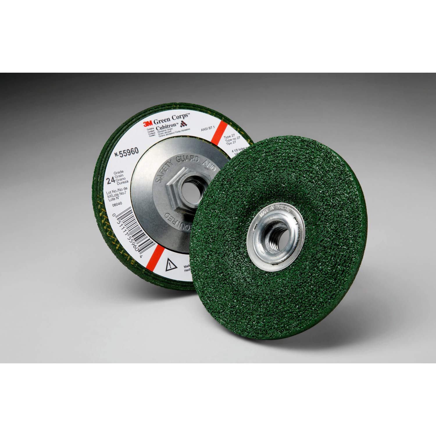 3M Green Corps Depressed Center Grinding Wheel - Metal Grinding Wheel - Quick Change Threaded Hub - For Angle Grinders - 4.5