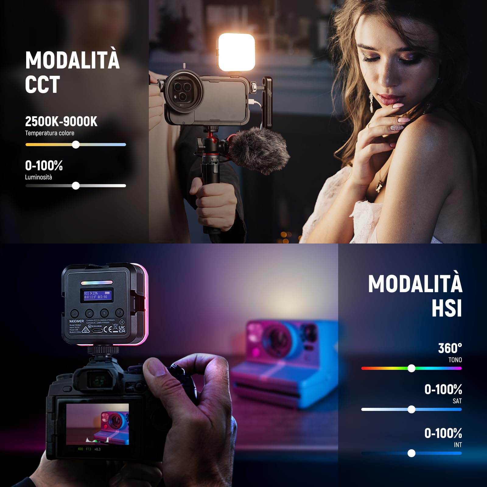 NEEWER Luce Fotocamera RGB Magnetica — immagine 2 di 11