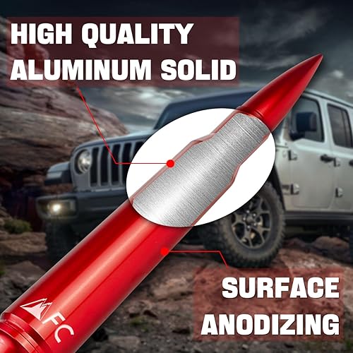 Miniatura 10 de Antena negra de 5.7 pulgadas, repuesto de antena de aluminio de calibre pesado compatible con Jeep Wrangler JK JL TJ Gladiator JT 1997-2024