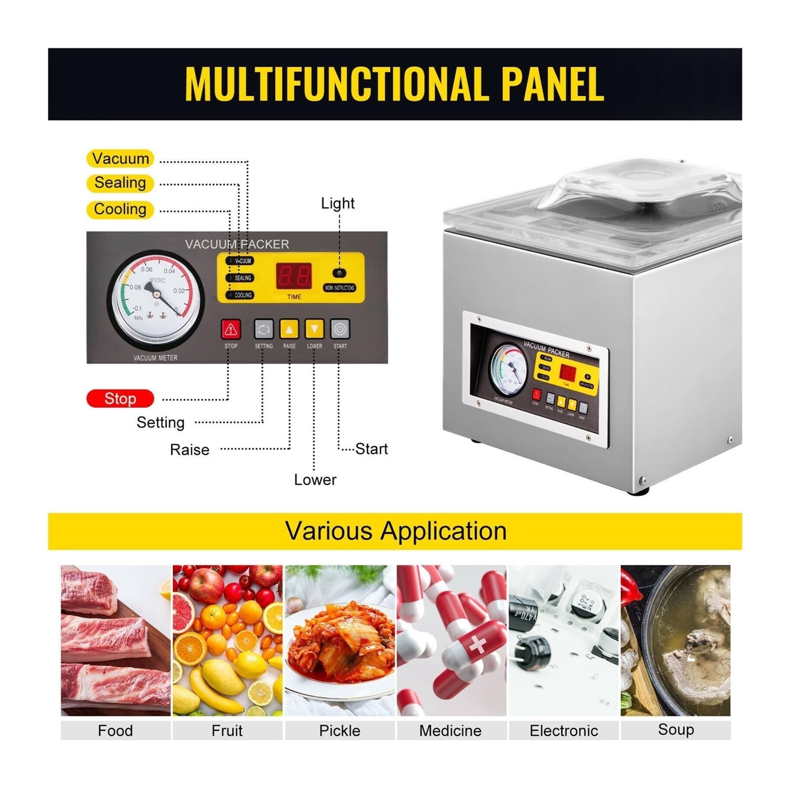 DZ-260S - Machine d'emballage sous vide alimentaire, scelleuse sous vide de cuisine, conserver la viande dans des sacs
