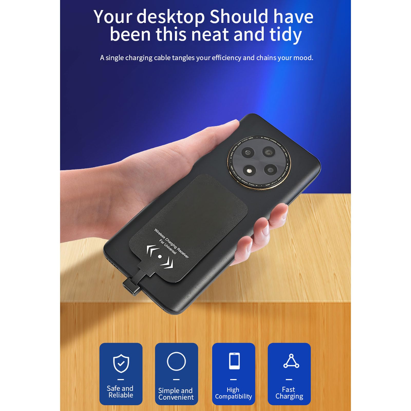 Fabater Kabelloser Ladeempfänger-Adapter, Dünnes Typ-C-Wireless-Ladegerät-Empfängermodul für A32 A31 A30 A22 A21s A21 A20e A12 und Andere Android-Telefone