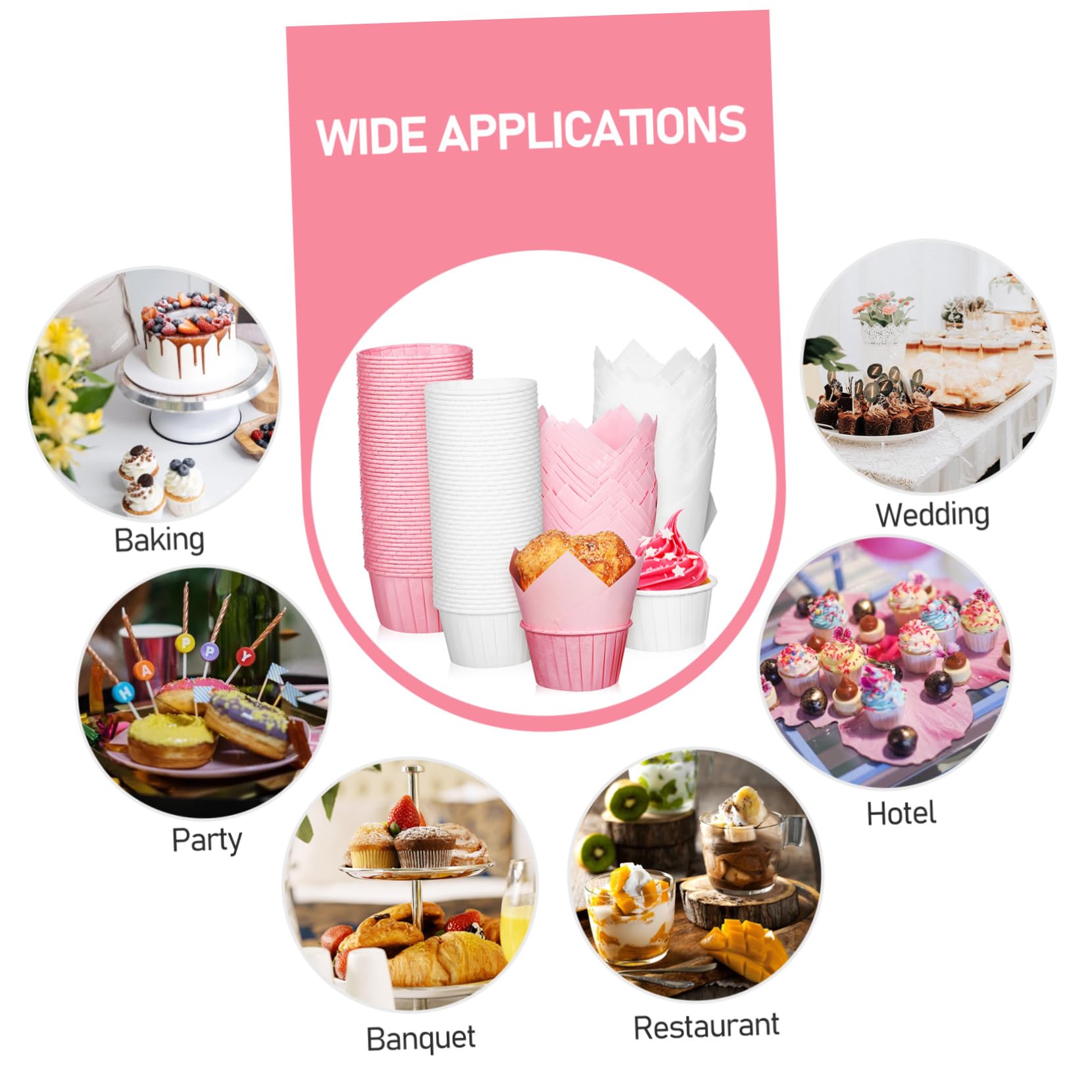 Moldes de Papel para Muffins 200 Piezas de Papel de Hornear | Uso Desechable, Superficie Lisa y Resistente a Altas Temperaturas, para Fiestas y Cumpleaños
