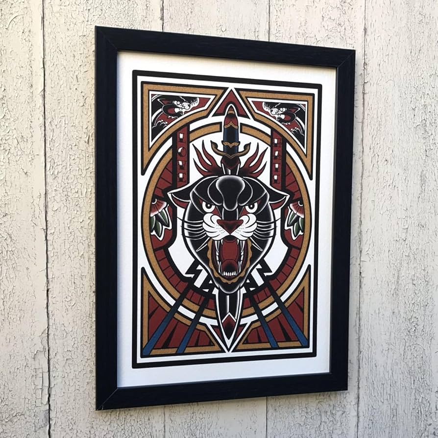 Amazon.co.jp: 尾九 アメトラ イラスト パンサー A4サイズ 黒色