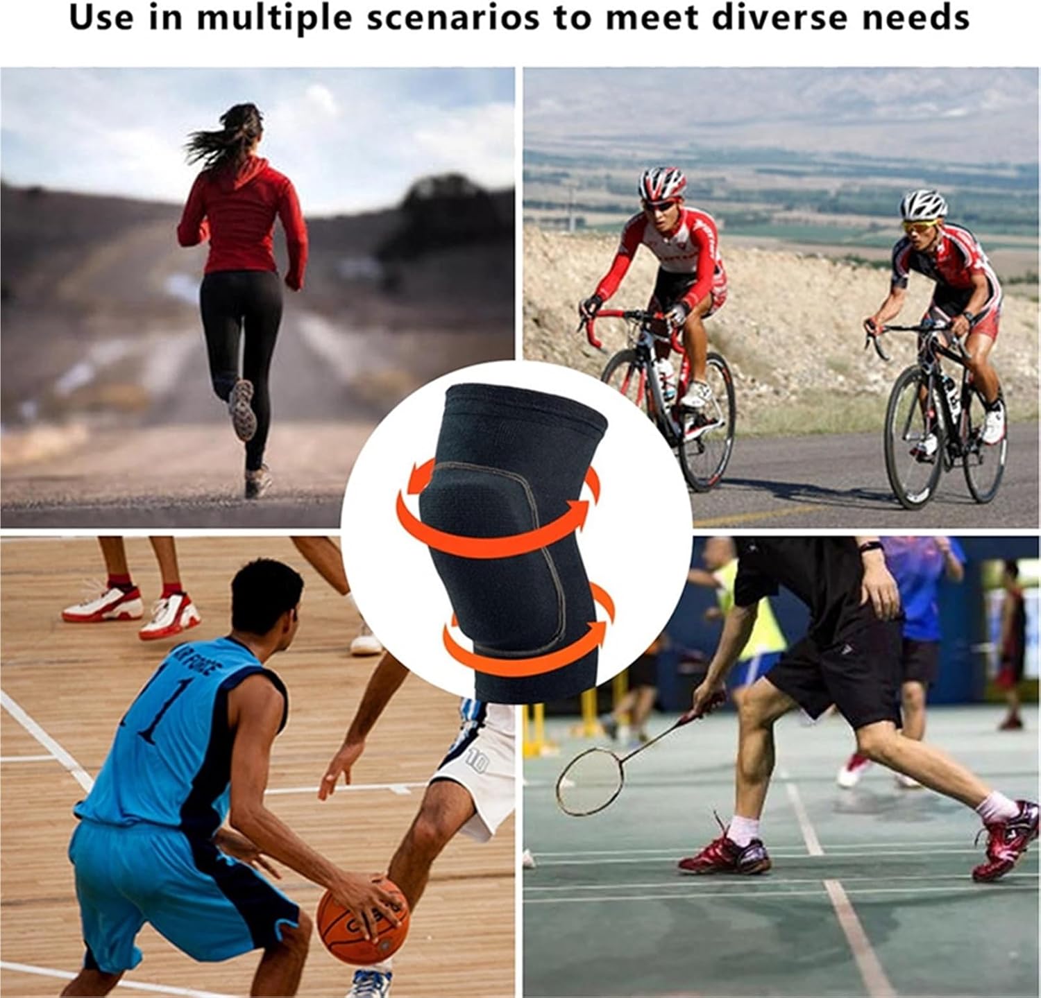 1 Pair of Sports Compression Knee Pads Elastic Protector Thickened Sponge Support for Dancing Workout Training Yoga for Volleyball Football Dance Yoga Tennis Running
