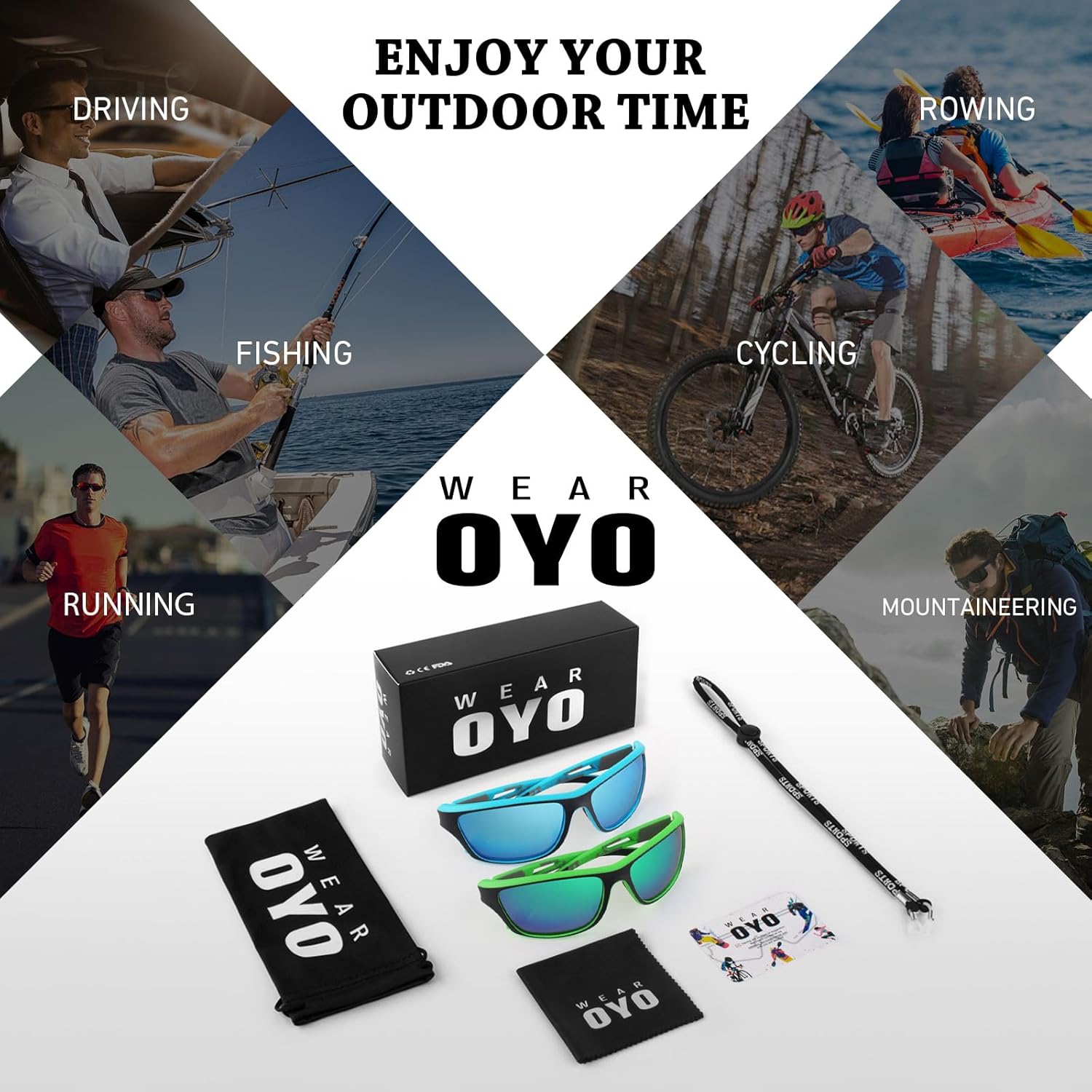 Polarized Sports Sunglasses for Men Women,Fishing Driving Rectangular Goggles UV400... - Image 7