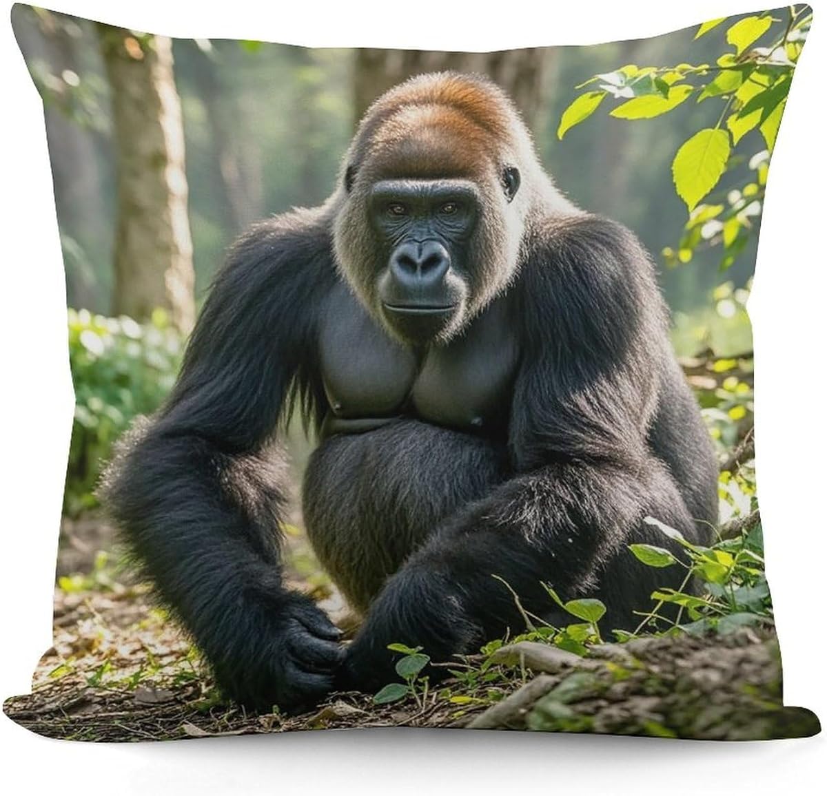 Funda de almohada Gorilla on The Ground, fundas de almohada de felpa suave, fundas de cojín decorativas con cremallera invisible, funda de almohada para sofá, funda de almohada transpirable, protector de almohada de 18.0 x 18.0 in