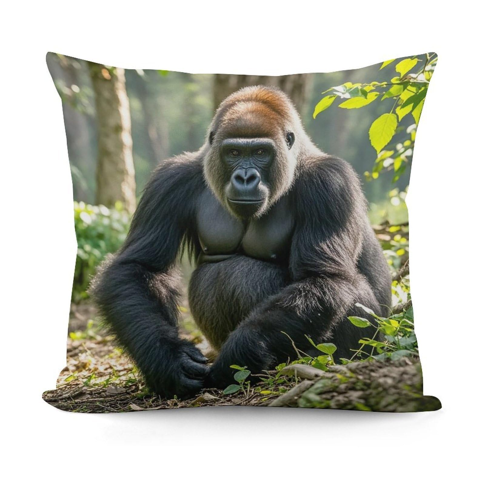 VstaDank Gorilla on The Ground Pillow Covers Soft Plush Decorative Square Pillow Cover Modern Breathable Pillowcases Pillowcase with Invisible Zipper 18x18 Inches for Sofa Living Room
