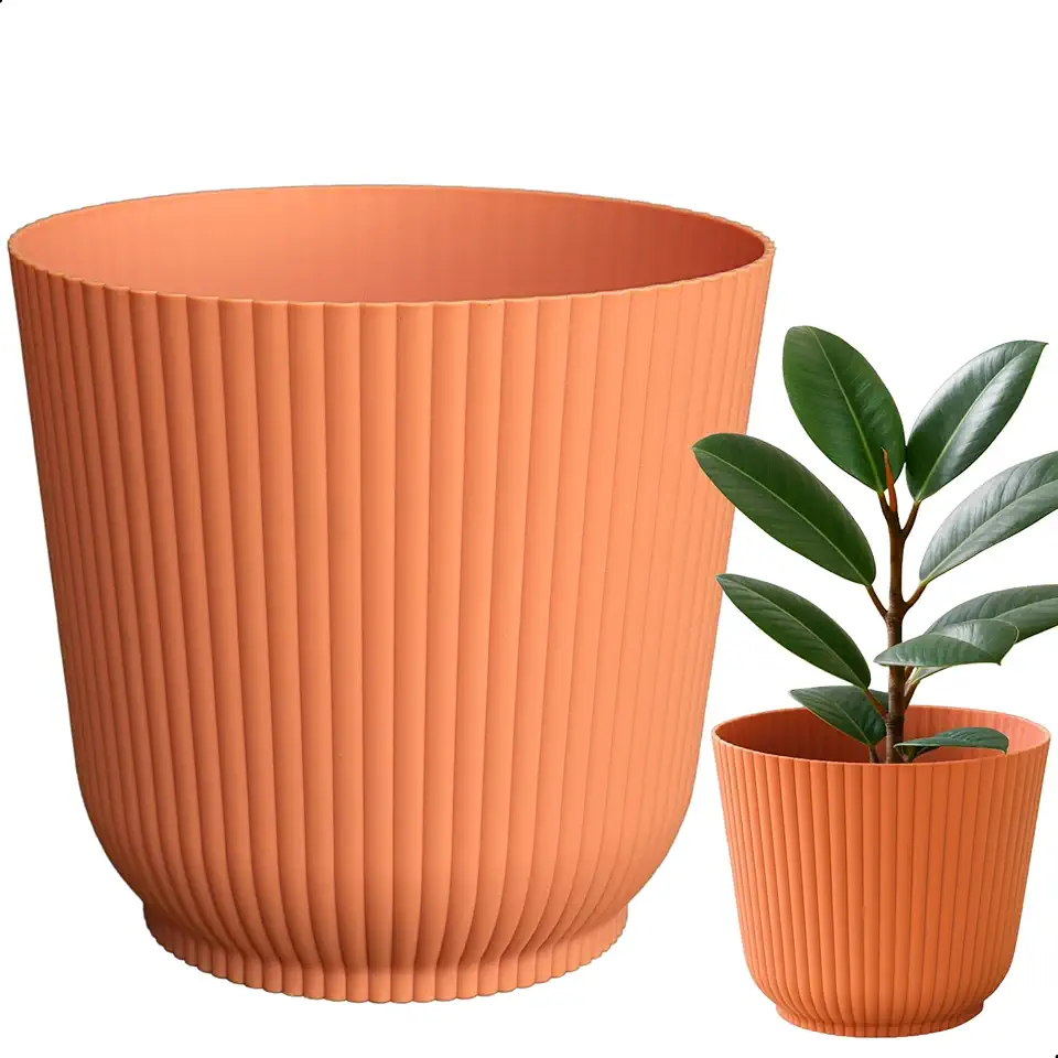Cachepot Talin Pêssego 2,5L 16cm x 15cm de Polipropileno Duro e Resistente, Compativel com Sistema Autoirrigável - Vaso Decorativo Elegante para Plantas - Top Garden