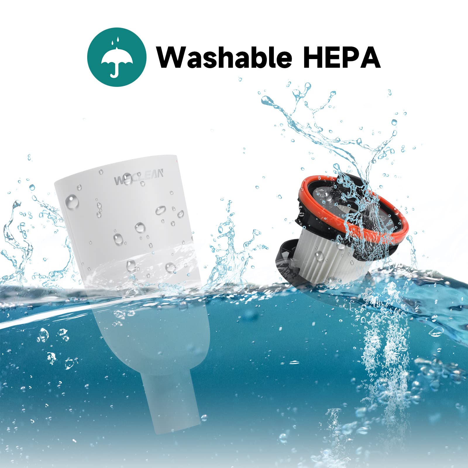 WECLEAN Cordless Vacuum Cleaner, 8000pa, Up to 17 Minutes Runtime, 200w