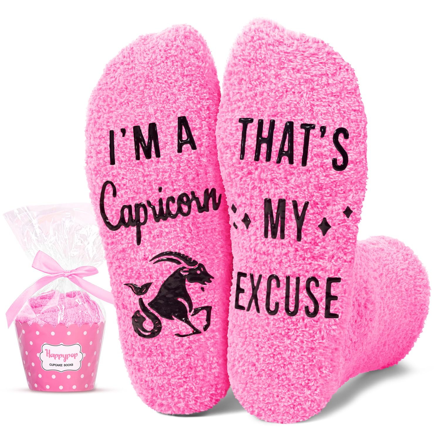 HAPPYPOP Zodiac Gifts Birthday Gifts for Women Girls - Astrology Constellation Horoscope Gifts, Fuzzy Space Galaxy Socks