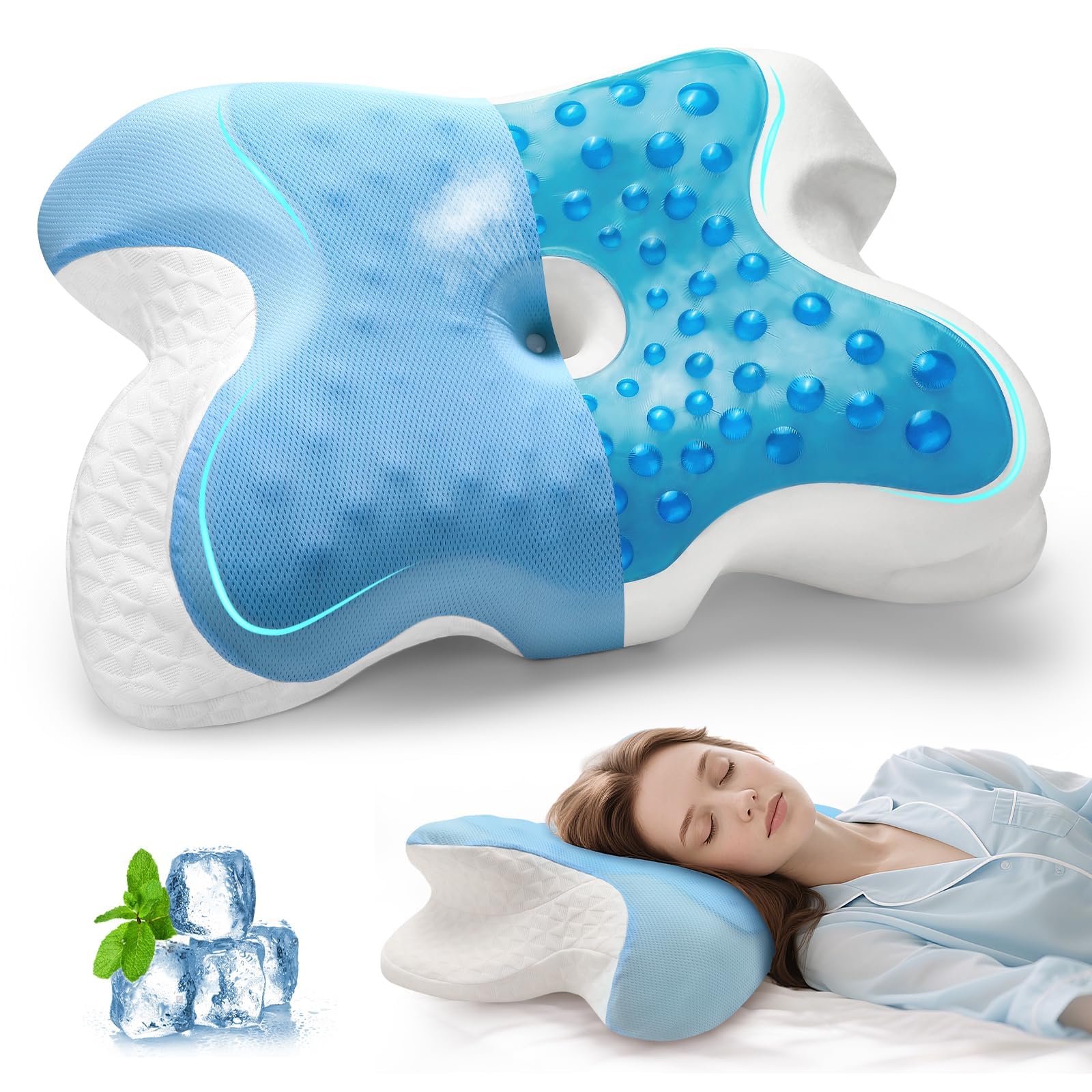 Cooling Gel Memory Foam Pillow – Orthopedic Cervical Support, Two Heights Available, Was...