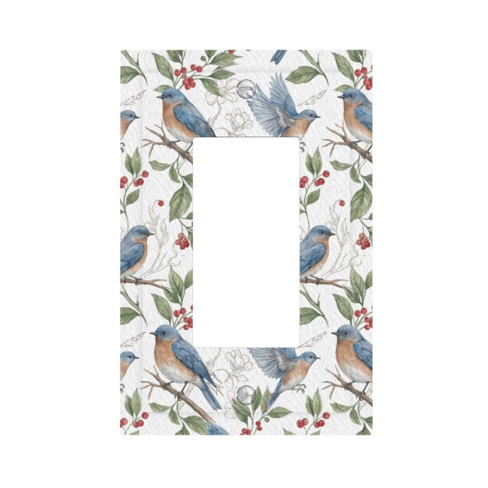 JDAKHD Decorative Outlet Covers Watercolor Botanical Blue Bird 1 Gang Rocker Light Switch Covers Vintage Farmhouse Floral Single Decora Gfci Device Wall Plate for Home Bedroom Living Room