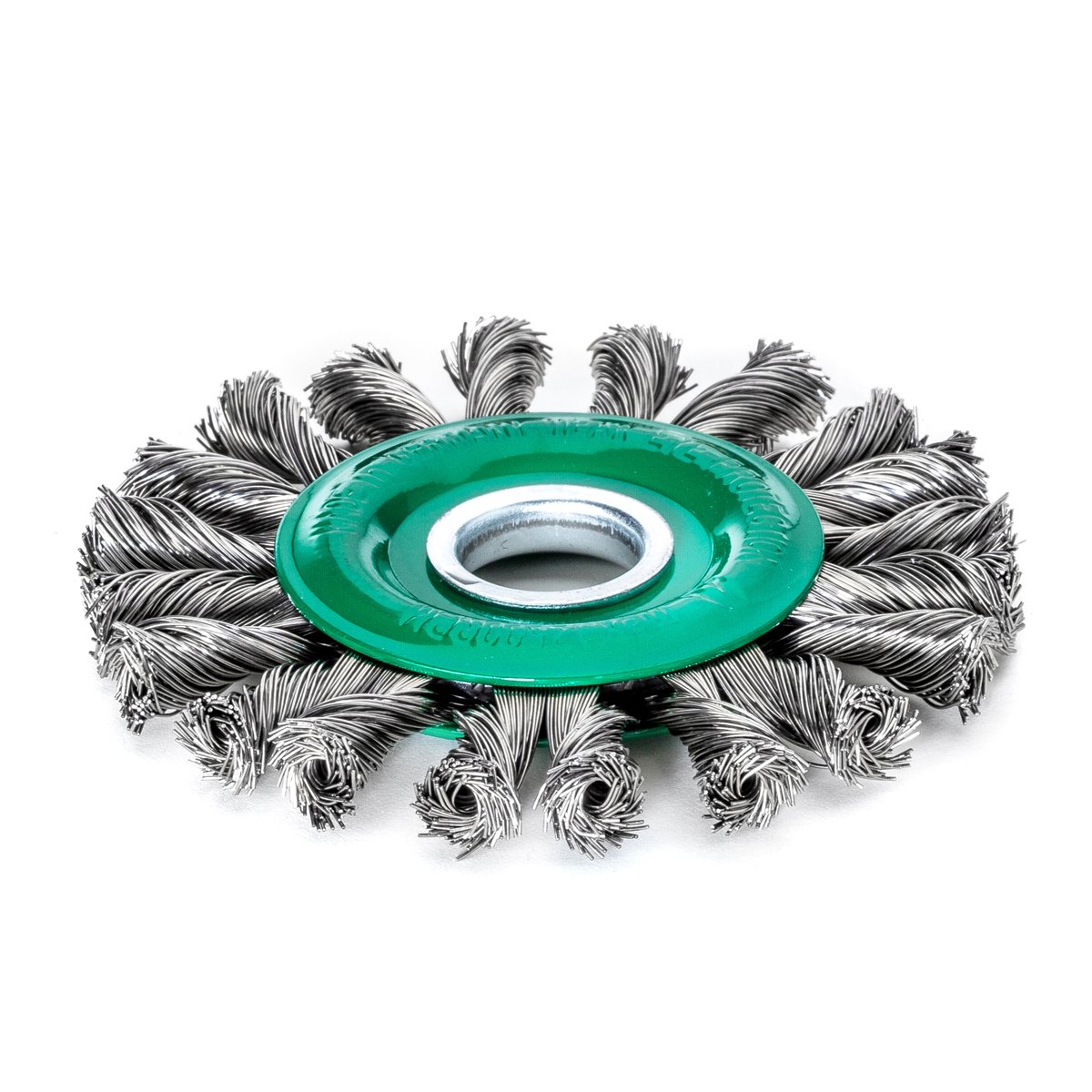 Lessmann Spazzola rotonda a treccia (filo di acciaio intrecciato, 115 x 14 mm, destra/sinistra, per l'uso su smerigliatrici angolari manuali, per la lavorazione di saldatura, ecc.) 472811WZ