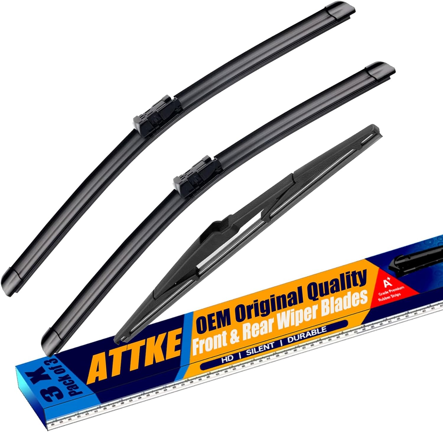 3 Wipers Front Windscreen Wiper Blades 26" + 21", Rear