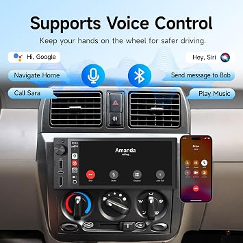シングルディンカーステレオ、CarPlay&Androidオート付き6インチタッチスクリーンラジオ。