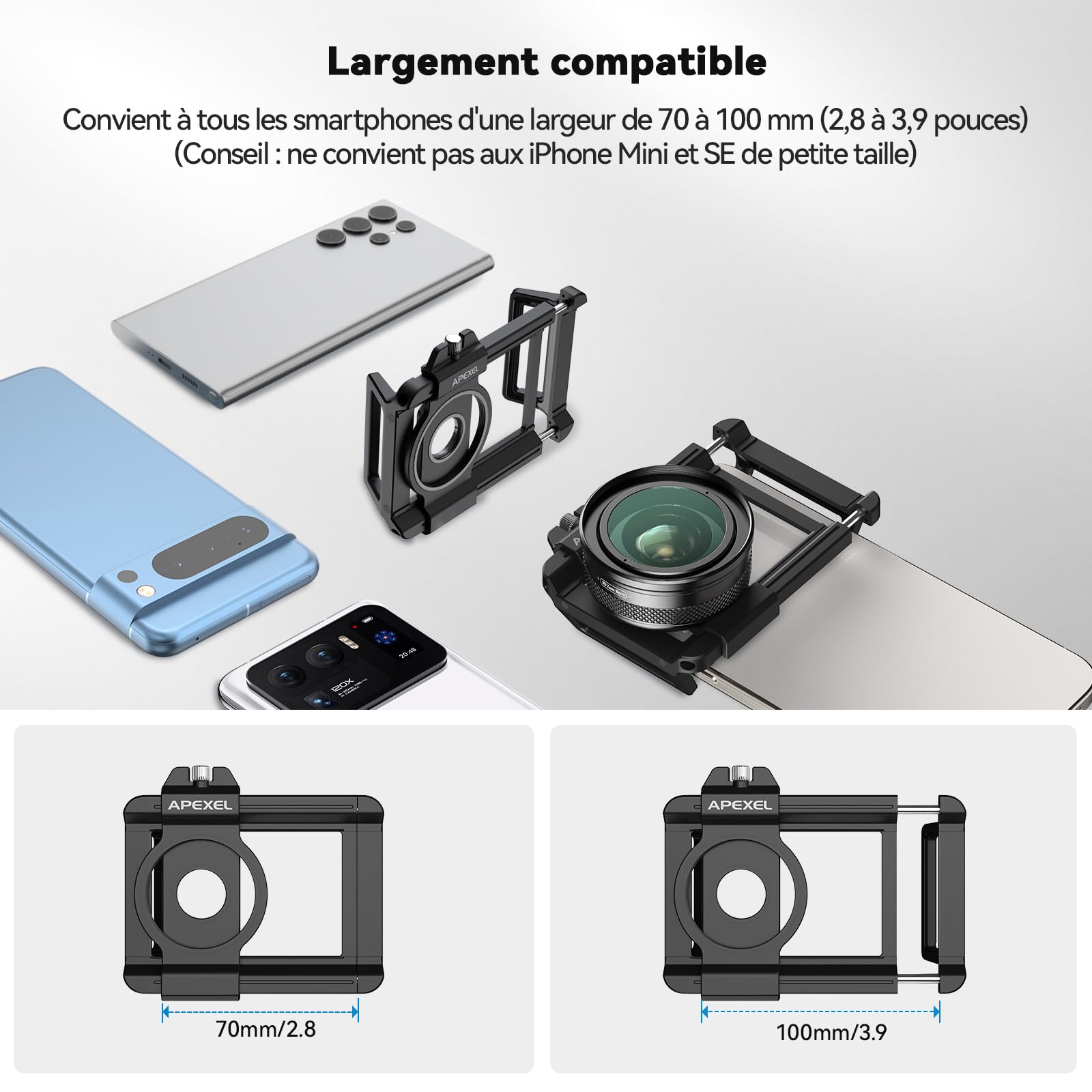 Objectif Macro APEXEL 10-20X pour iPhone et téléphones Android Kit d'objectif Photo HD avec Pince Universelle et lumière d'appoint Capturez des Gros Plans de Natures mortes, Insectes, Plantes, Bijoux