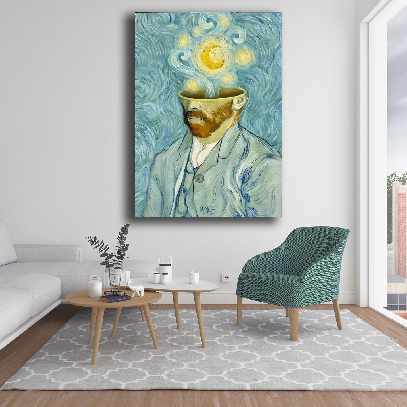 Printerland Quadro Moderno Camera da letto VAN GOGH Notte stellata Quadri moderni soggiorno da Parete Stampa su tela Canvas Decorazione Murale muro Arredo Salone (10, 30x40 cm, Canvas intelaiato)