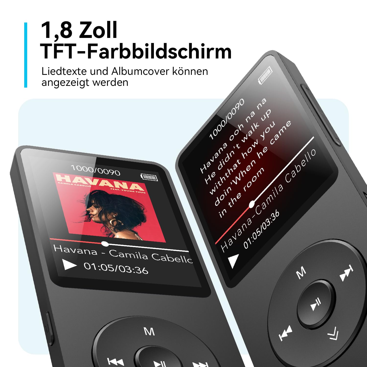AGPTEK 64GB MP3 Player Bluetooth 5.3 mit Lautsprecher, 40 Stunden Akkulaufzeit Kleiner und klassischer Sport MP3 mit 1,8 Zoll Bildschirm, UKW-Radio (Ohne Kopfhörer), TF-Karte bis zu 128GB, Schwarz