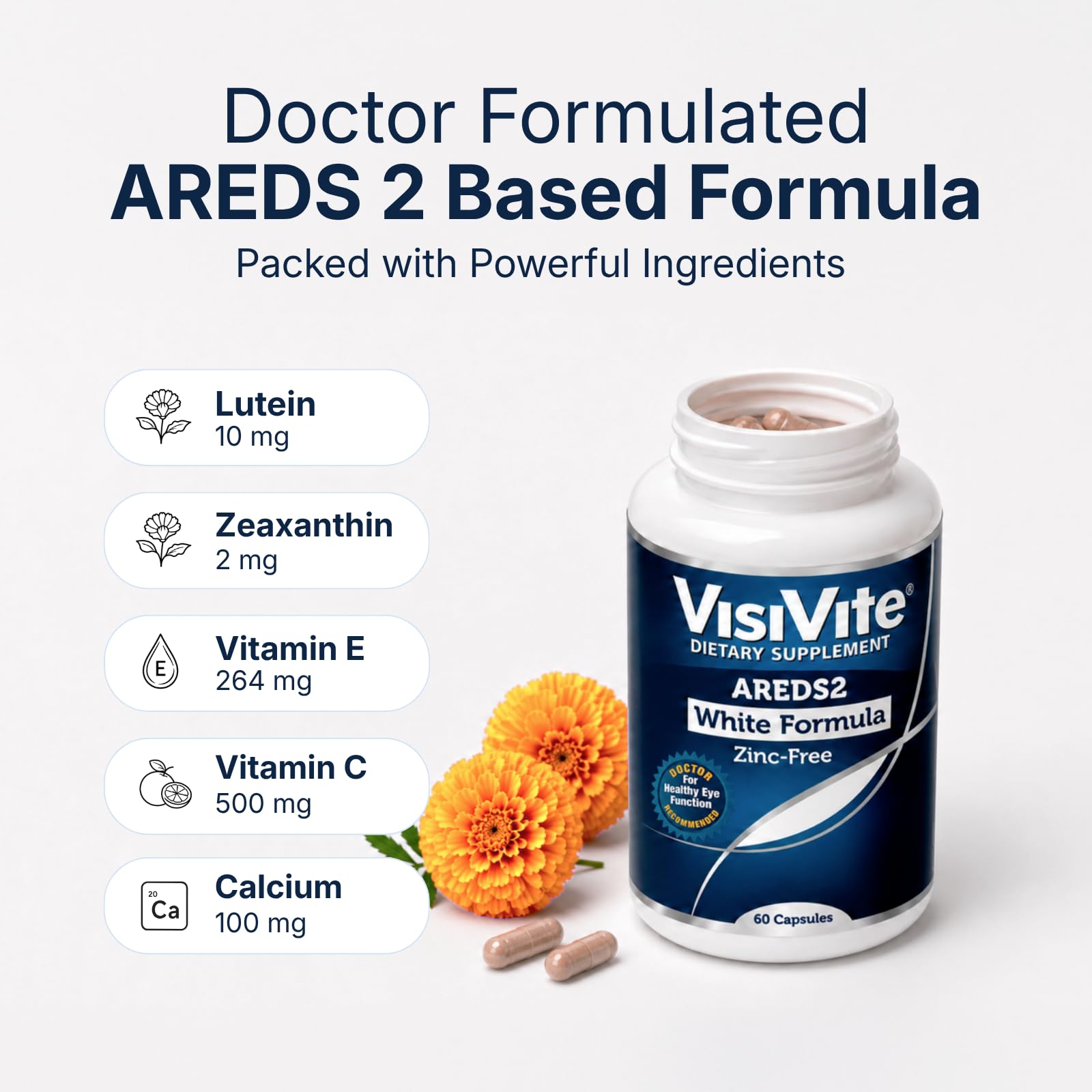 VisiVite Doctor Formulated AREDS 2 Eye Vitamins, Zinc Free, 60 Capsules — Amazon image 2