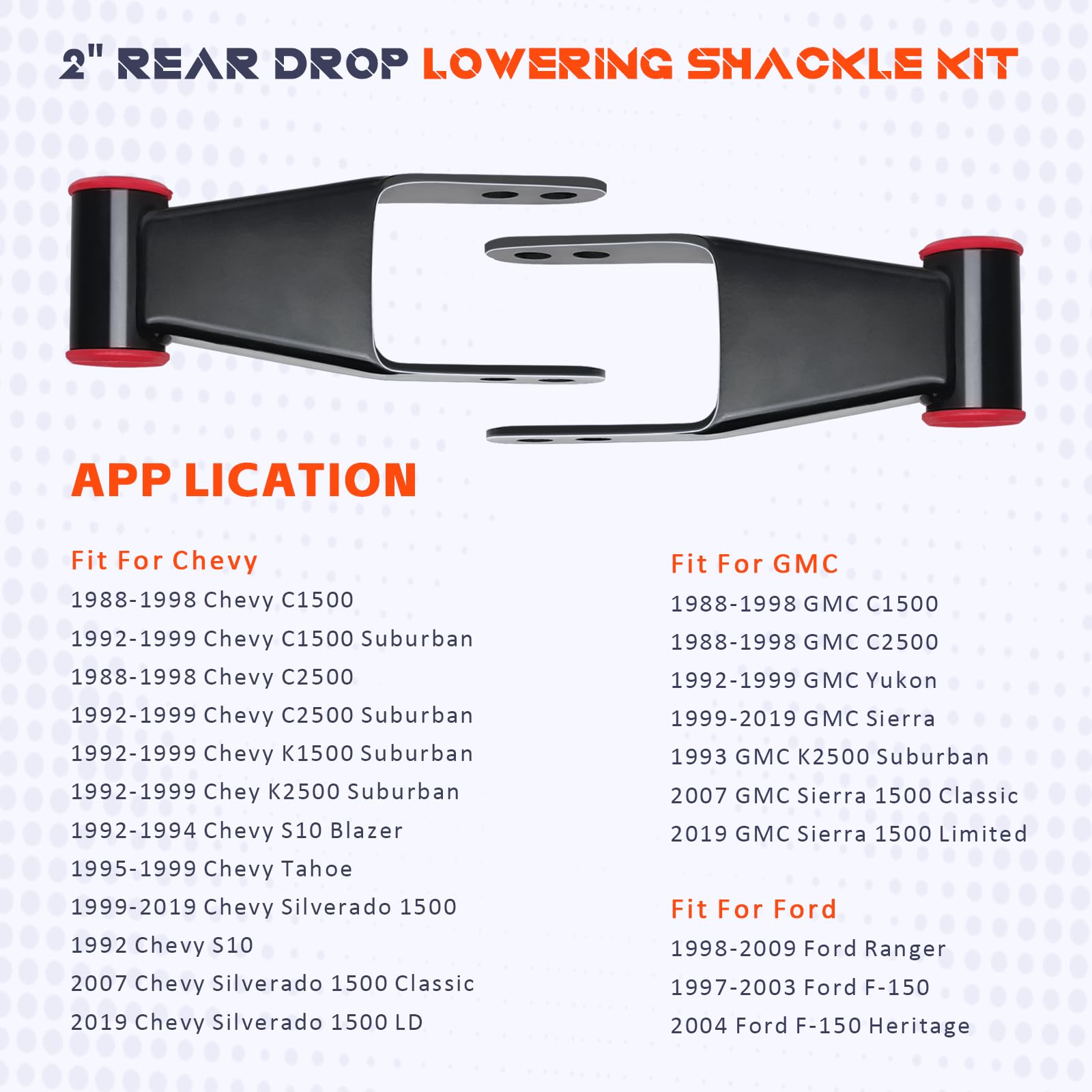 2" Rear Drop Lowering Shackle Kit For Chevy GMC Silverado - View #6