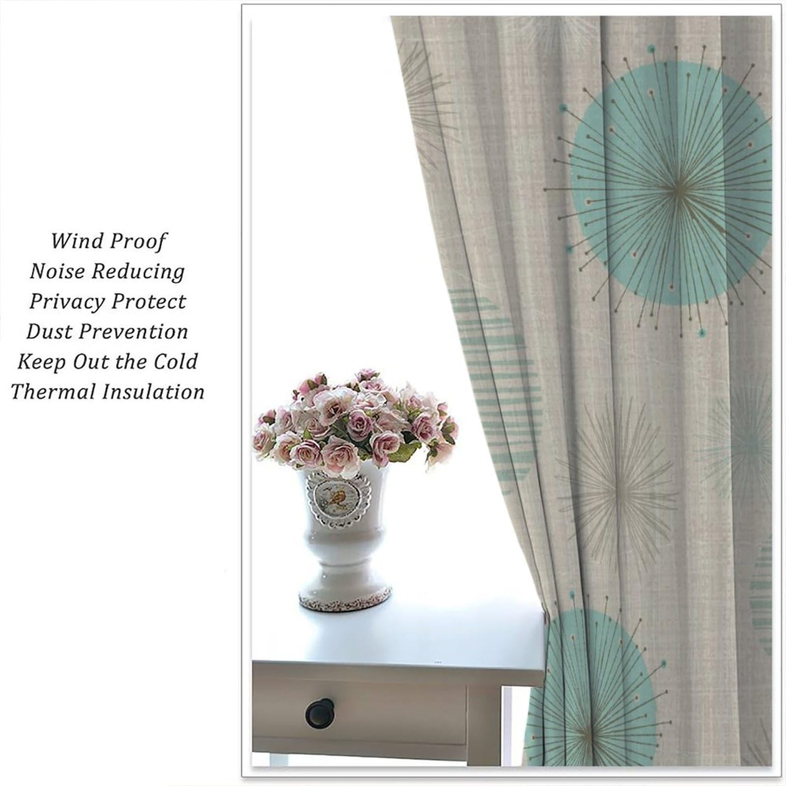 Retro-Vorhänge Mid-Century – Abstrakt Geometrisch, Verdunkelungsstoff, 2-teiliges Set, Für Schlafzimmer & Wohnzimmer
