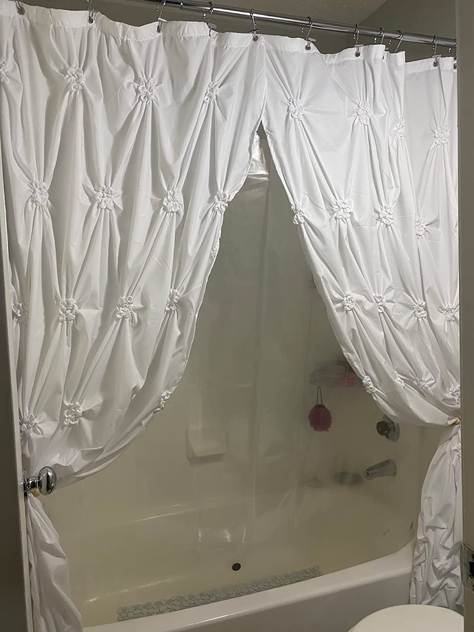 84 Inch Shower Curtains Seasonwood 84 Inch Farmhouse Shower Curtain - White  Fabric Pinch Pleated Bathroom Curtain 72x84 Inches Luxury Large Shower  Curtain, image size:1600x2133