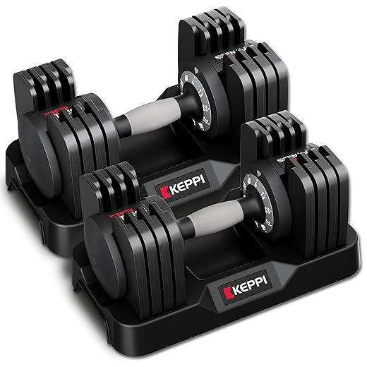 Keppi Adjustable Dumbbells Set-25lb/40lb/55lb/60lb