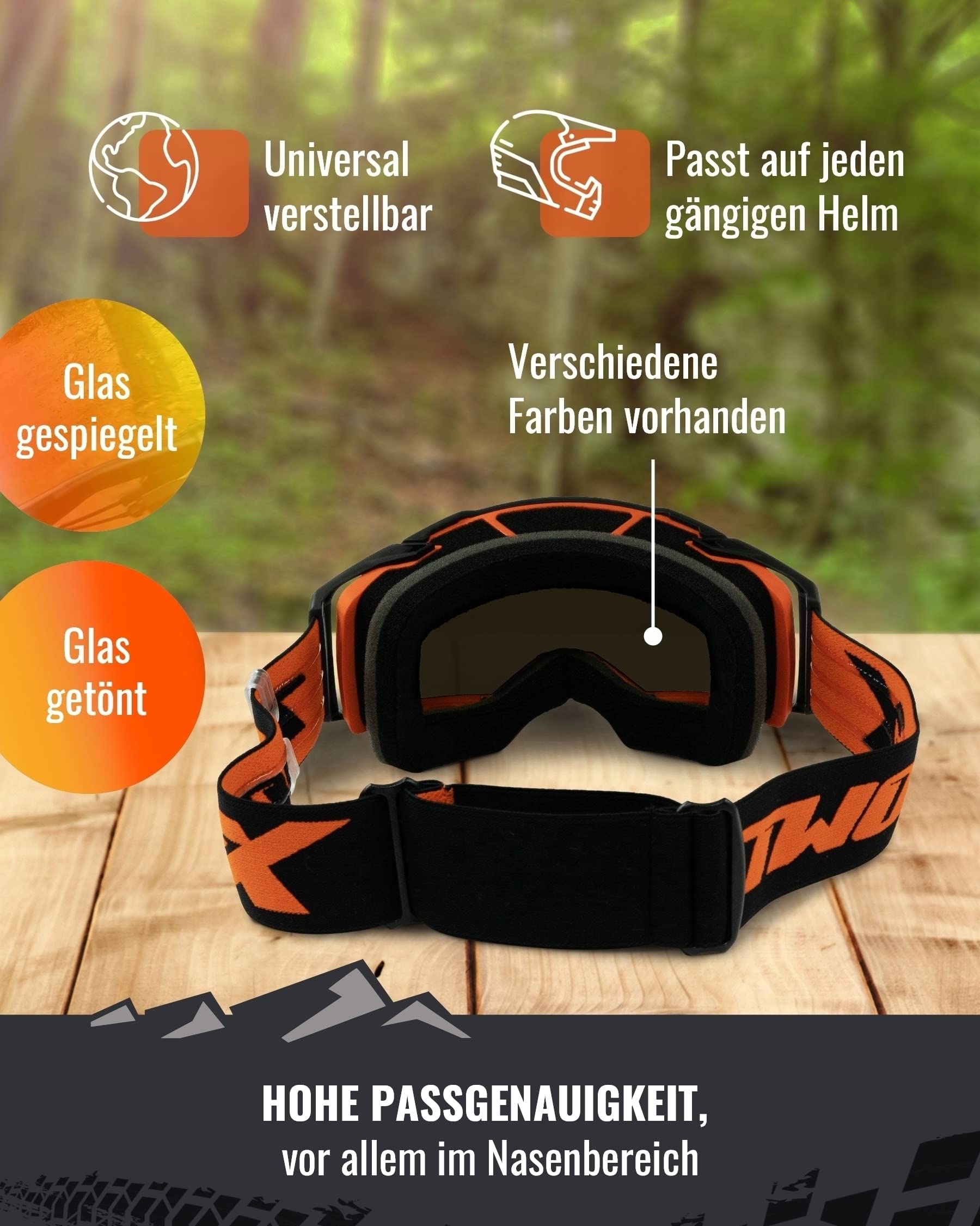 TWO-X Lunettes de motocross - Lunettes de motocross - Lunettes de moto résistantes aux rayures - Enduro & Downhill - Modèle Race