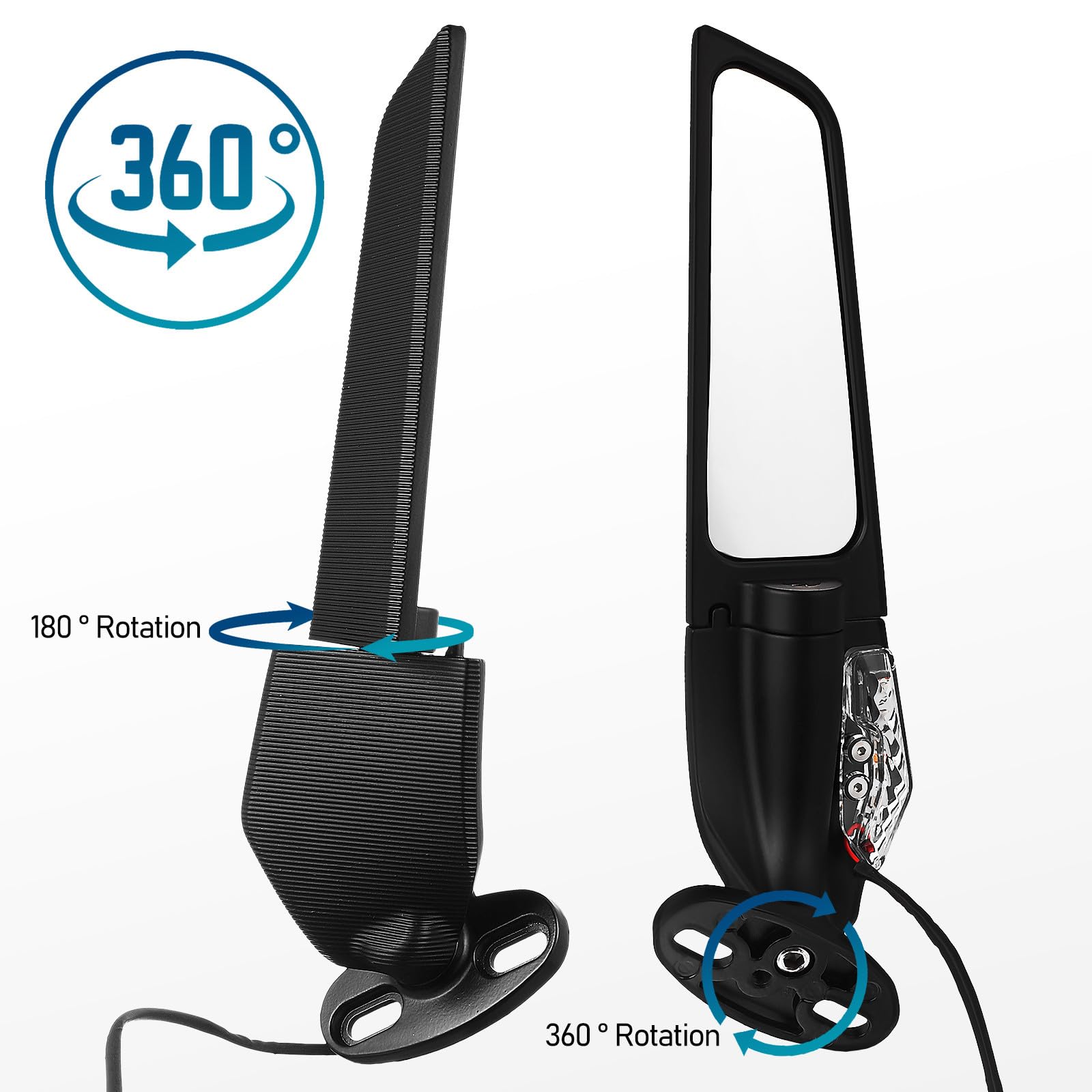 ULTECHNOVO Specchietti Laterali per Motociclette Frecce Integrate LED, Specchietti Retrovisori Robusti Grandi Neri per Guida Urbana