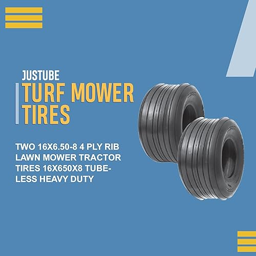 Miniatura 2 de Dos neumáticos de tractor para cortacésped de 4 capas de 16 x 6.50-8 pulgadas, sin cámara, resistentes, calidad premium, diseño sin cámara,