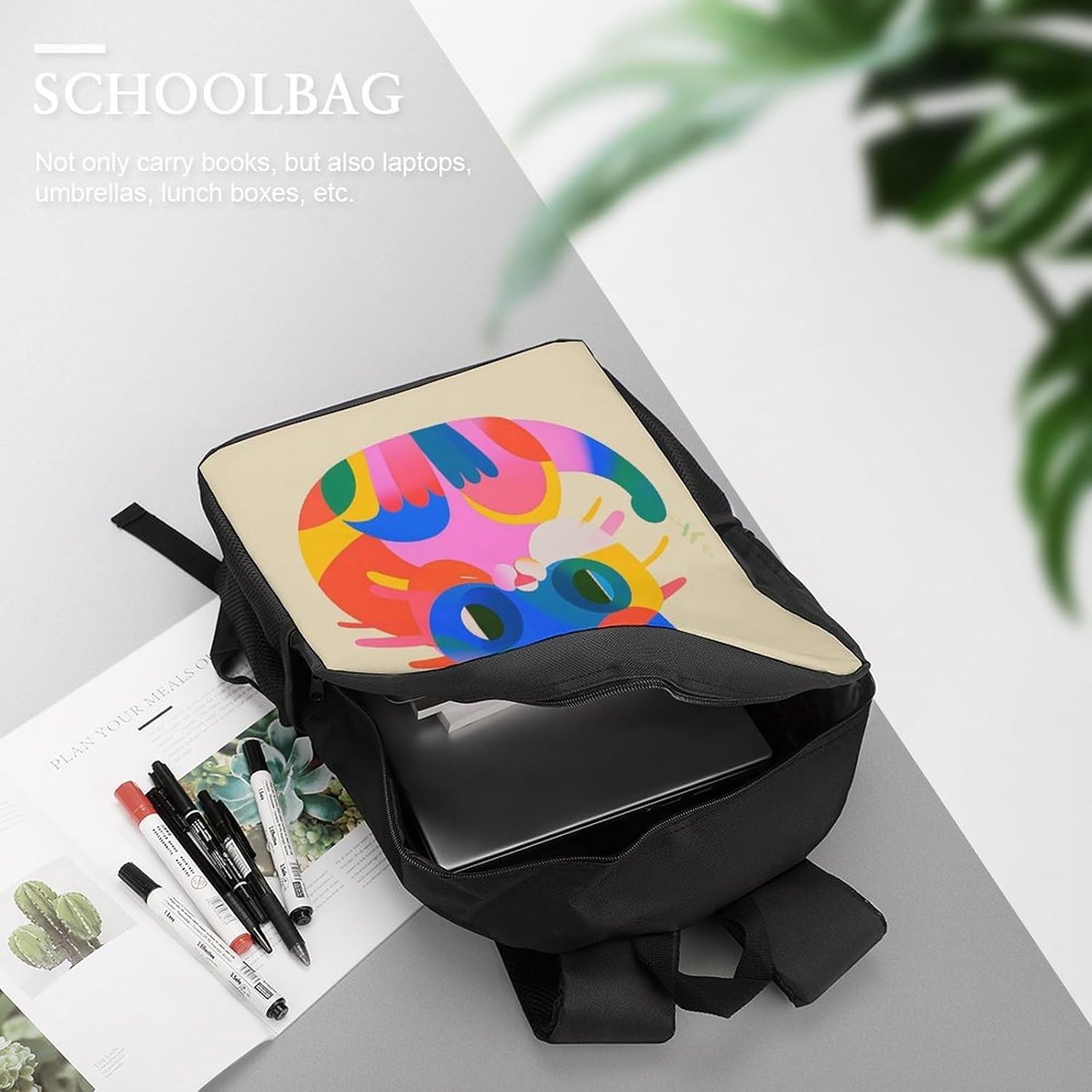 Colorful Cats 17 Inch Laptop Backpack Lightweight for Travel Work image 4