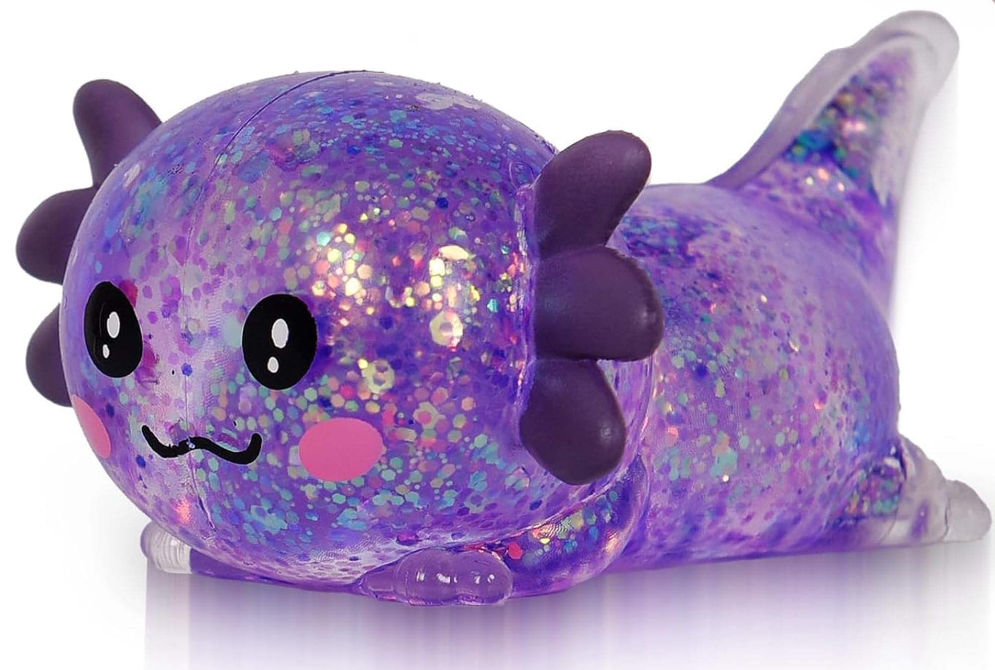 Axolotl Squishy Toy – Cute Malt Sugar Sensory Stress Ball for Kids & Adults, Soft Squeeze Fidget Toy for Anxiety Relief, Focus, and Sensory Play (F)