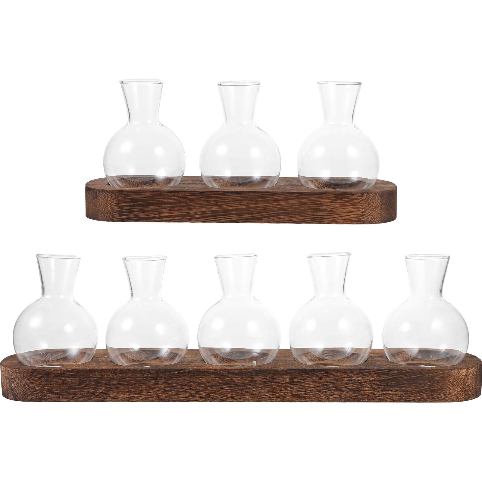 Jarrón hidropónico de vidrio CHILDWEET con base madera