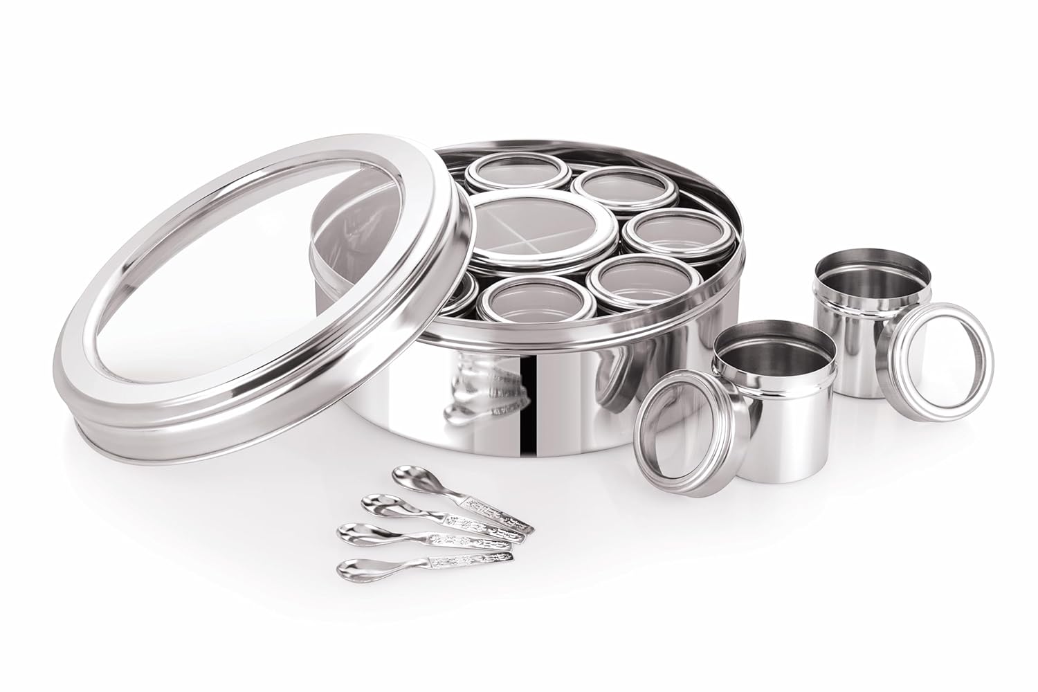 ATROCK Masala Box For Kitchen | Storage Container | Masala Container | Spice Container Stainless Steel 12 in 1 Spice Container