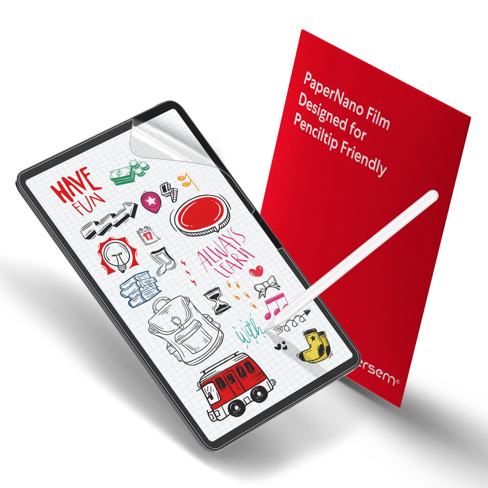 BERSEM {2 Pack) Paperfeel Screen Protector for iPad Pro 11 Inch (M5 2025 / M4 2024), Matte PET film for Drawing, Anti-Glare, Designed for Apple Pencil drawing/writing