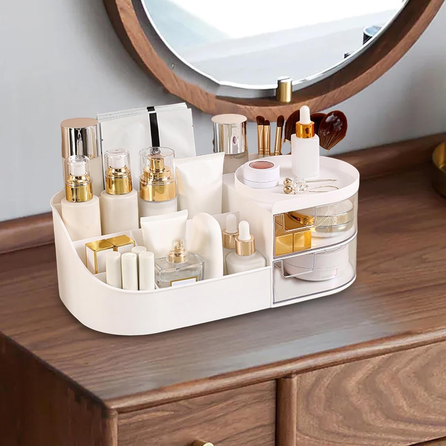 COOFANDY Makeup Storage Organizer, skin care organizer With Drawers,Countertop Organizer for Cosmetics, Multifunctional Cosmetic Box,Large Cosmetic Brush Holder Desk Organiser, Office Supplies,Vanity