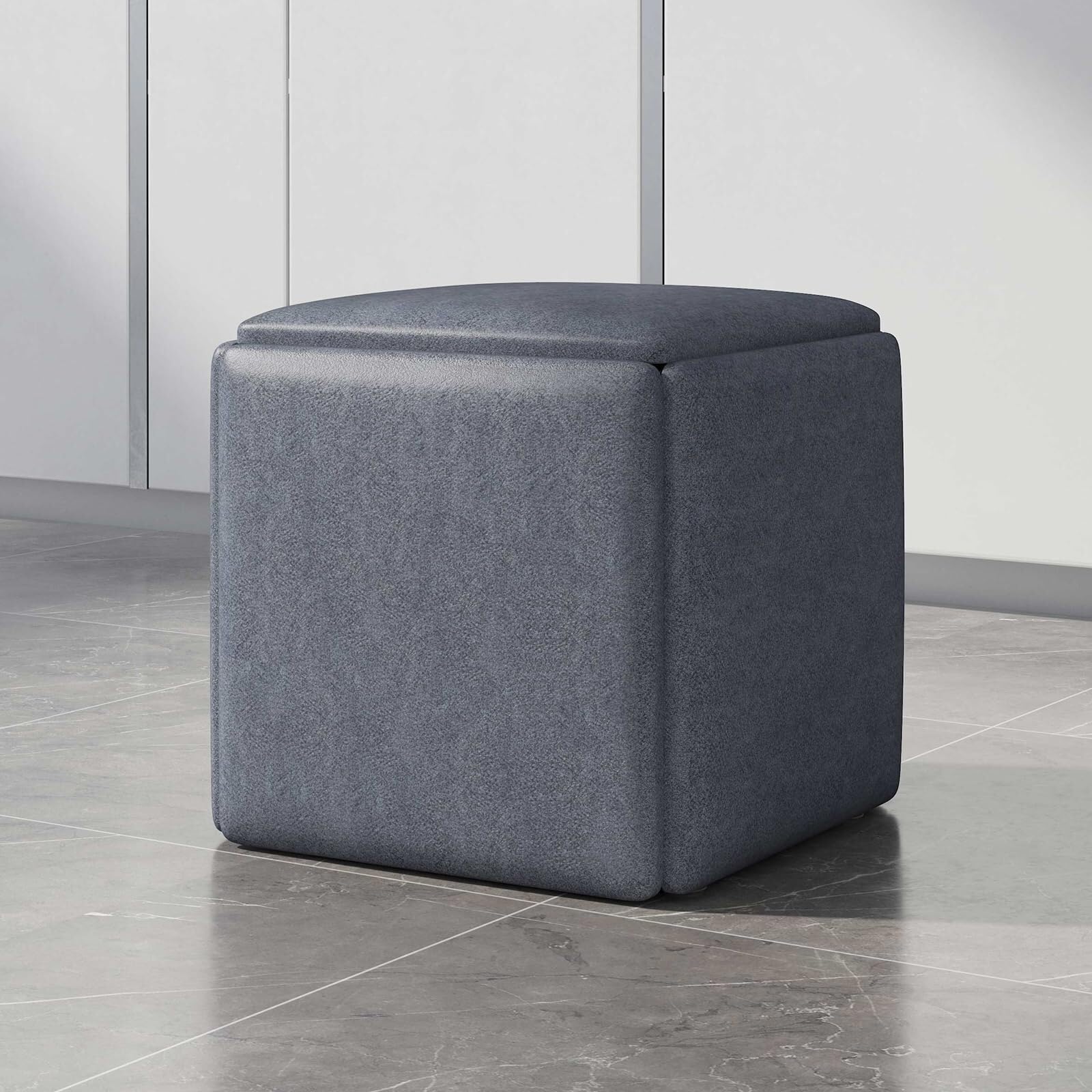 Taburete ahorra espacio de cubo plegable con ruedas contra falta de sitio