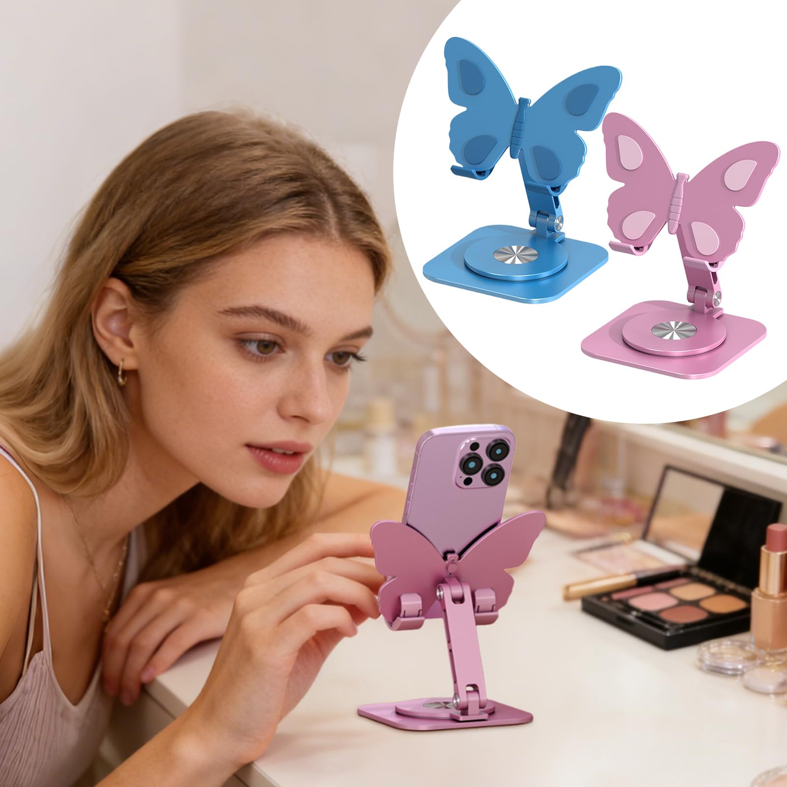 Portatelefono da Scrivania Design Farfalla in Lega di Alluminio Antiscivolo