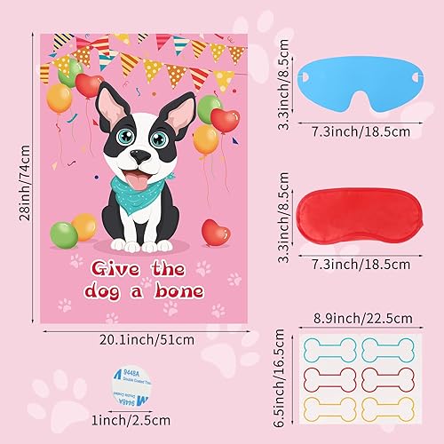 Miniatura 3 de Juegos de fiesta de Pin The Bone on The Dog con 48 piezas de hueso, dale al perro un juego de hueso para suministros de fiesta de cumpleaños
