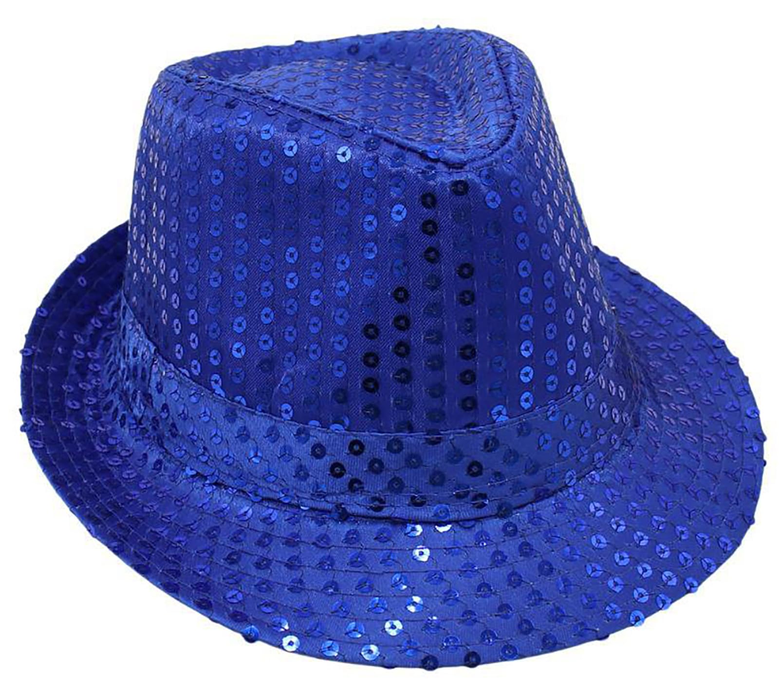 Buywis Sequin Fedora Hat for Kids Glitter Jazz Cap for Boys Girls Shiny Disco Hat Blue