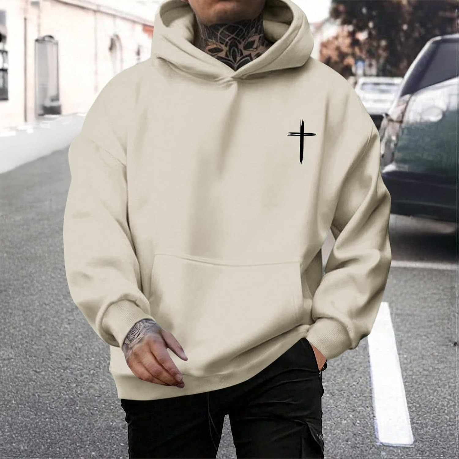 Tuislay Mens I Can Do All Things Through Christ Hoodies Christian Jesus Hoodie Religious Cross Sweatshirt Faith Pullover Tops - Image 4